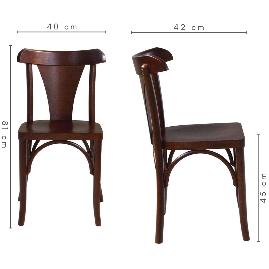 Cadeira Em Madeira Ana Cor Castanho, medidas=  Altura total= 81 cm     Altura entre assento e chão= 45 cm   C= 40 cm     L= 42 cm