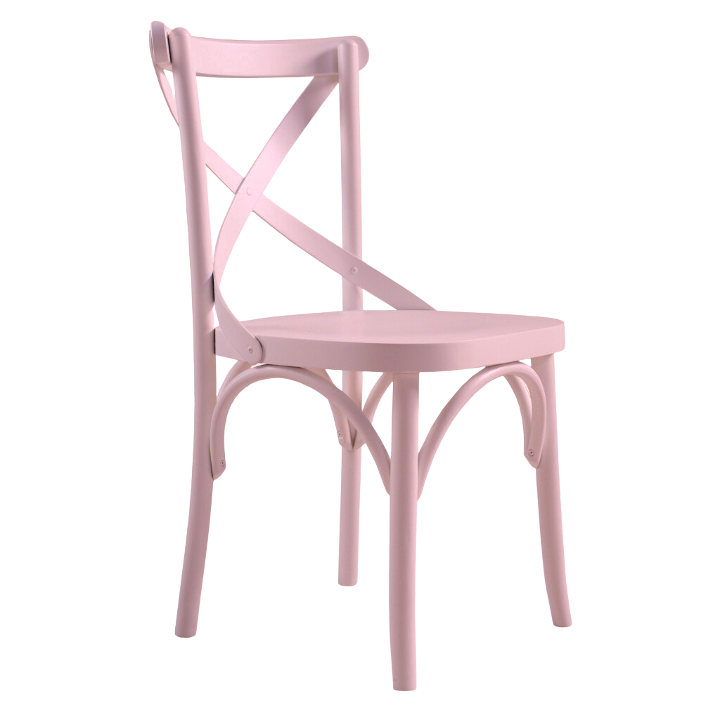 Cadeira de Madeira X Boho Cor Rosa Pastel