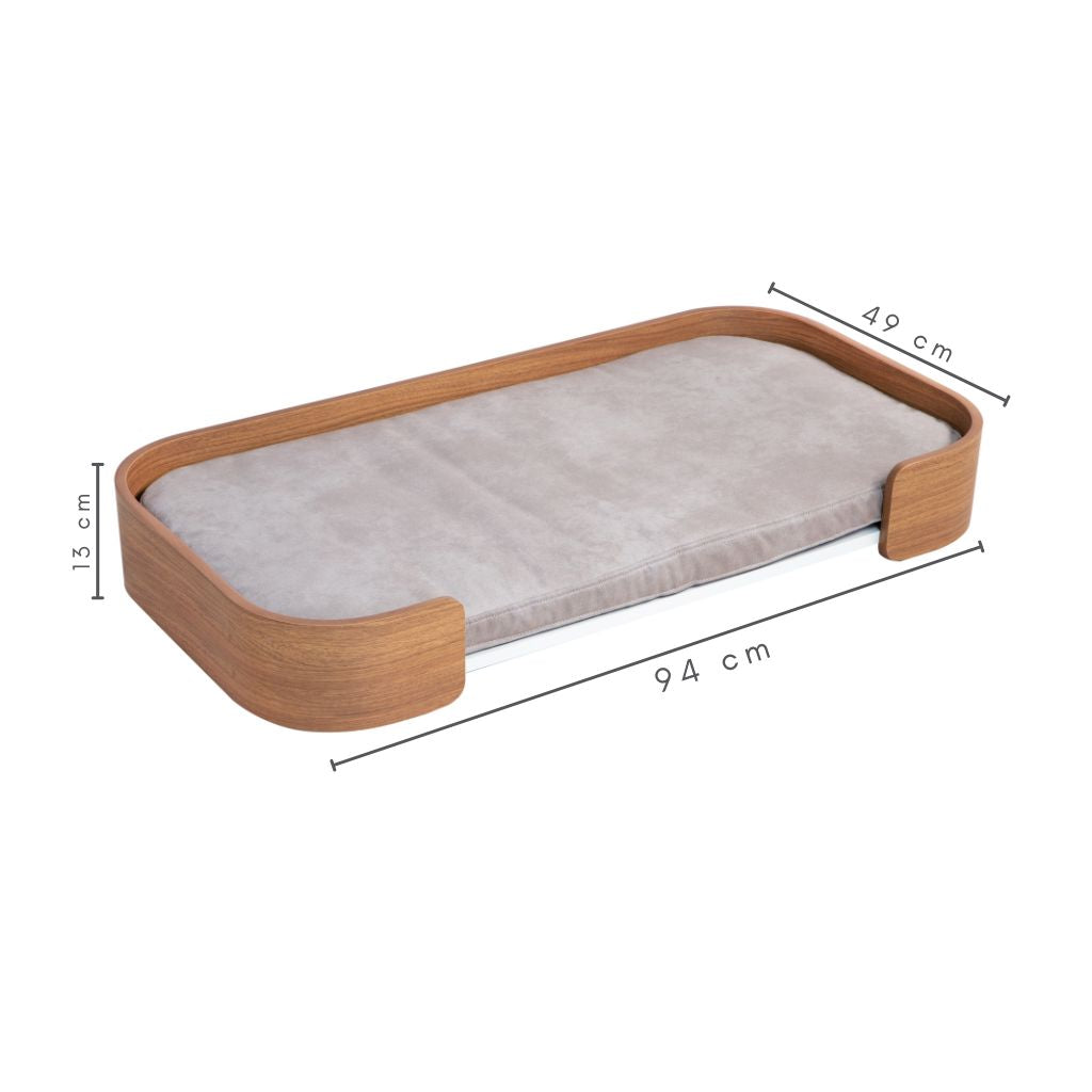 Cama Pet Médio porte cor Nogueira Orion Veludo Claro