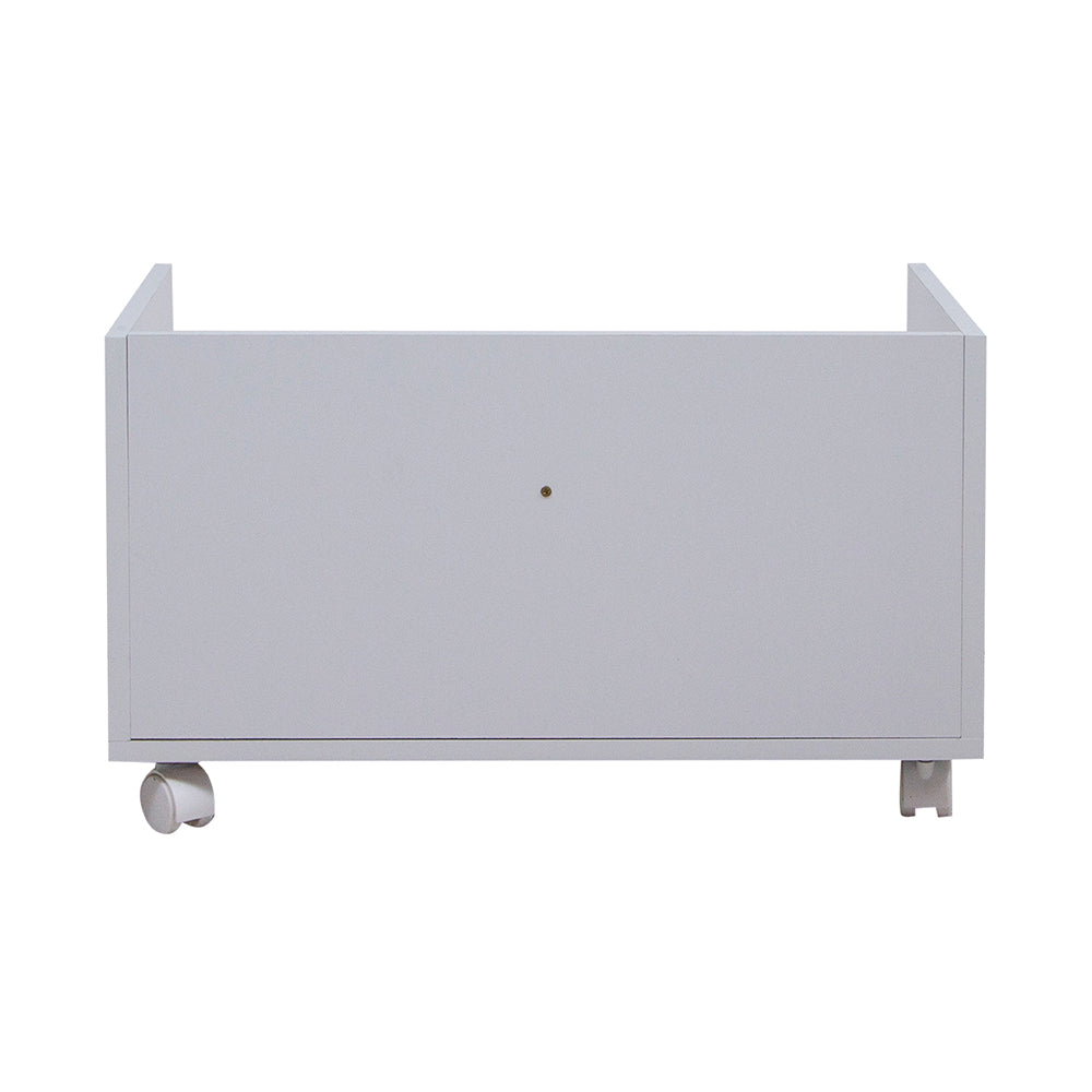 Gaveteiro Aron Com 1 Gaveta e 4 Pés Com Rodas Em Madeira Cor Branco, visto de tras