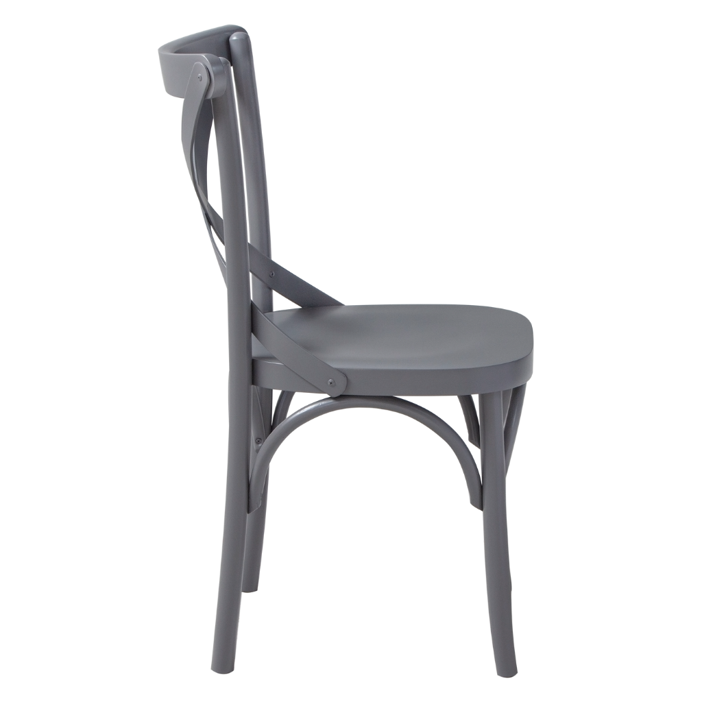 cadeira x boho cor cinza, visto de lado