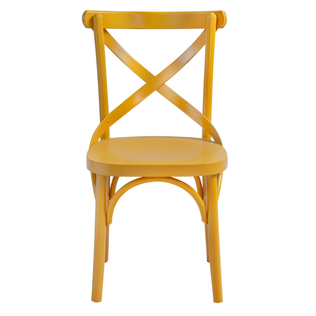 cadeira x boho cor amarela, visto de frente