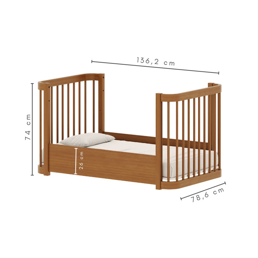 Berço Americano 2 em 1 Evolutivo Cromo Cor Nogueira - Quater