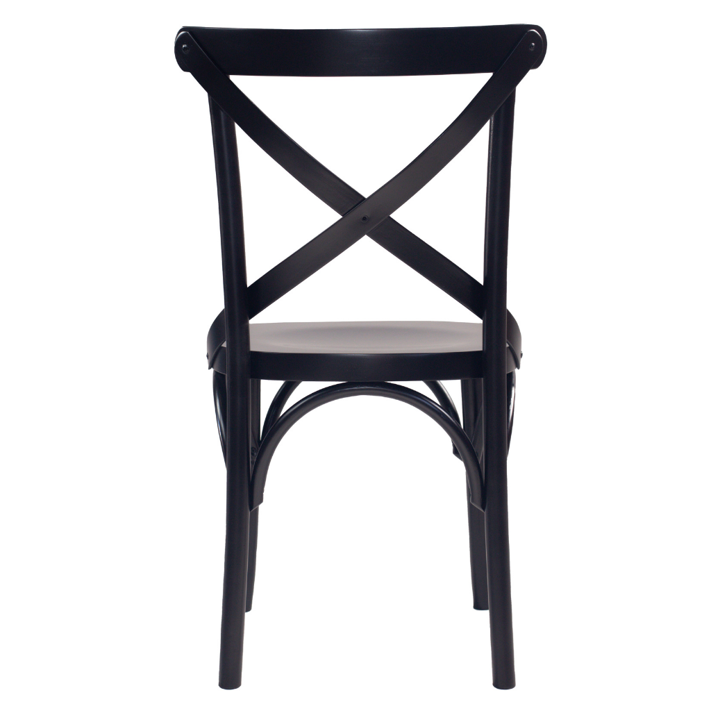 conjunto 2 cadeiras x boho cor preta, visto de costas