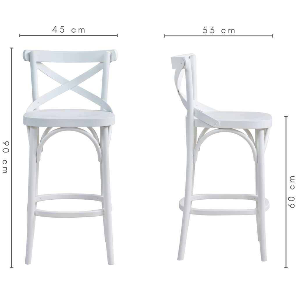 Banqueta X Boho Cor Laca Branca Fosca Baixa