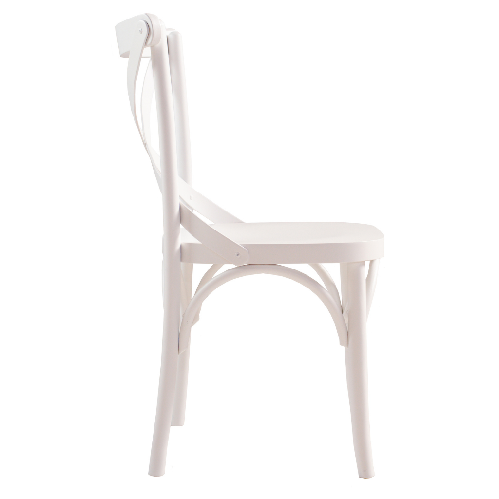 conjunto 2 cadeira x boho cor branca, visto de lado