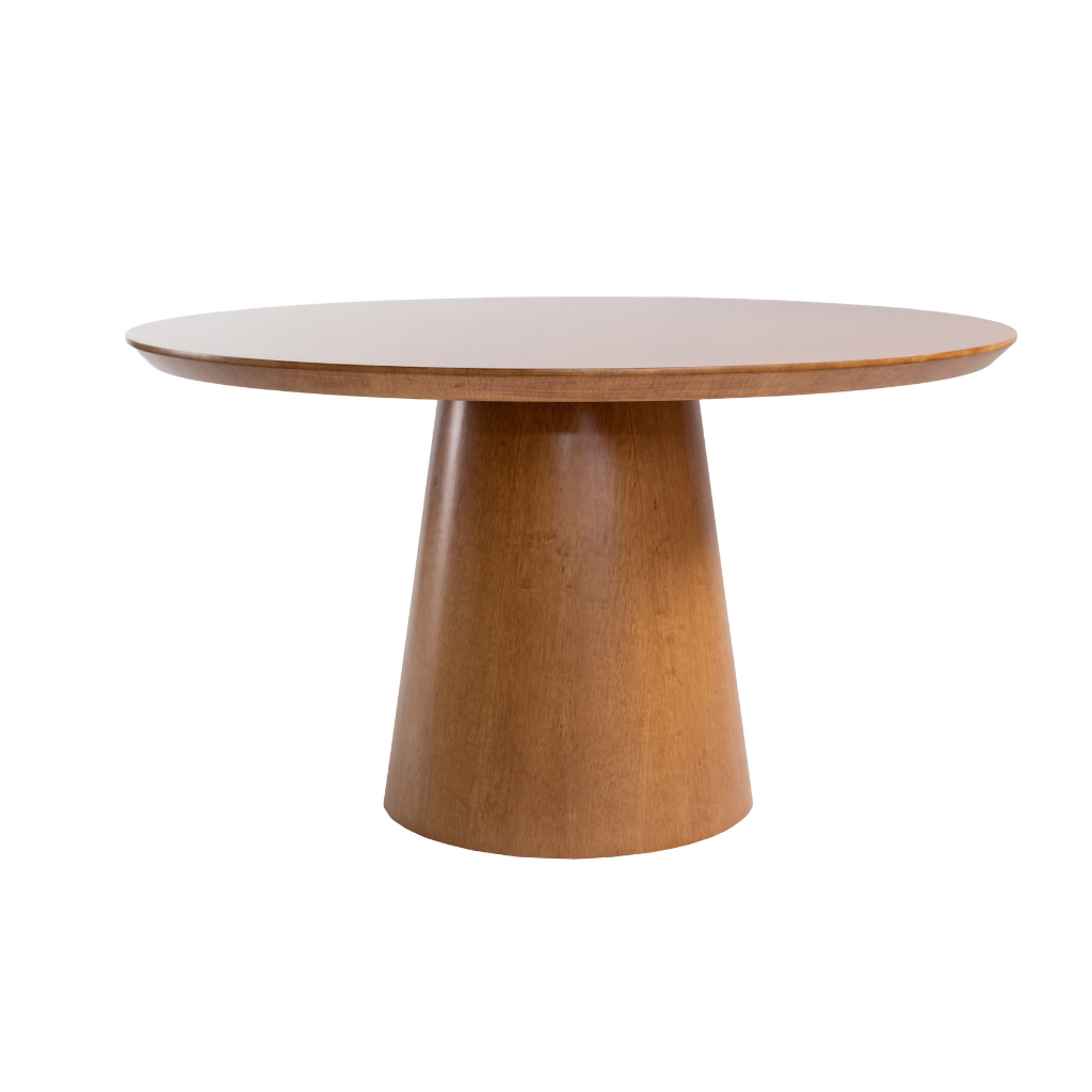 Mesa de Jantar Redonda Tiana Base Cone e Tampo Amêndoa 140 cm