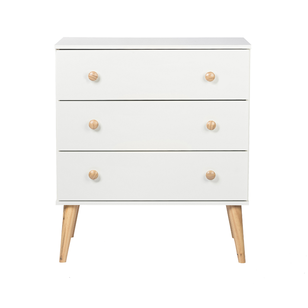 Conjunto Quarto Bebê: Berço 2 em 1 Retrô + Cômoda 3 Gav Puxador Redondo
