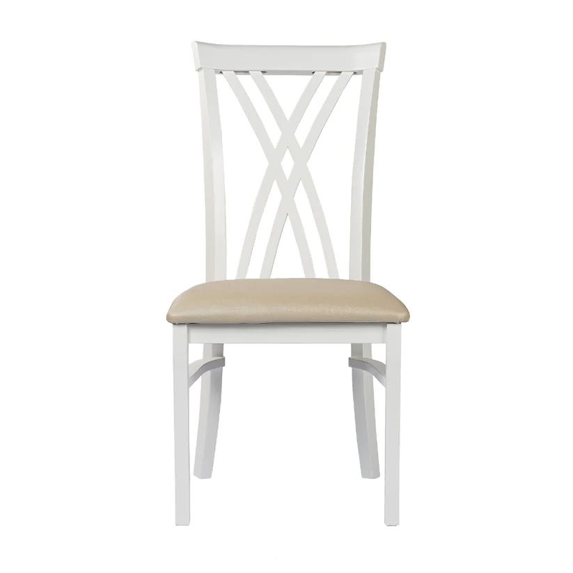 Cadeira Dora Branco Fosco e Tecido Facto Dunas Pérola