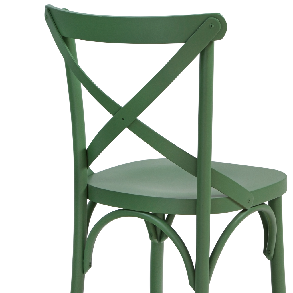 cadeira x boho cor verde, visto de lado