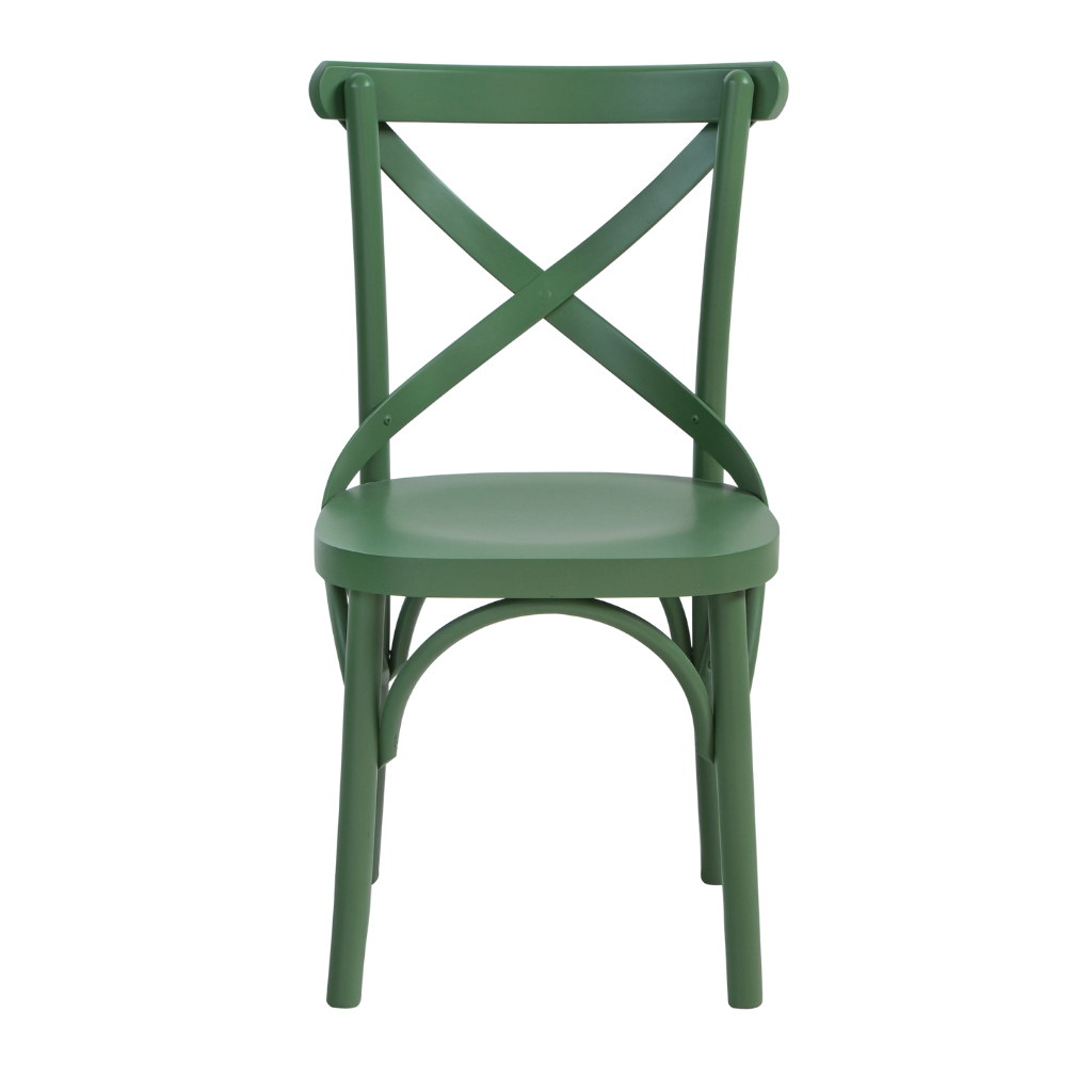 cadeira x boho cor verde, visto de frente