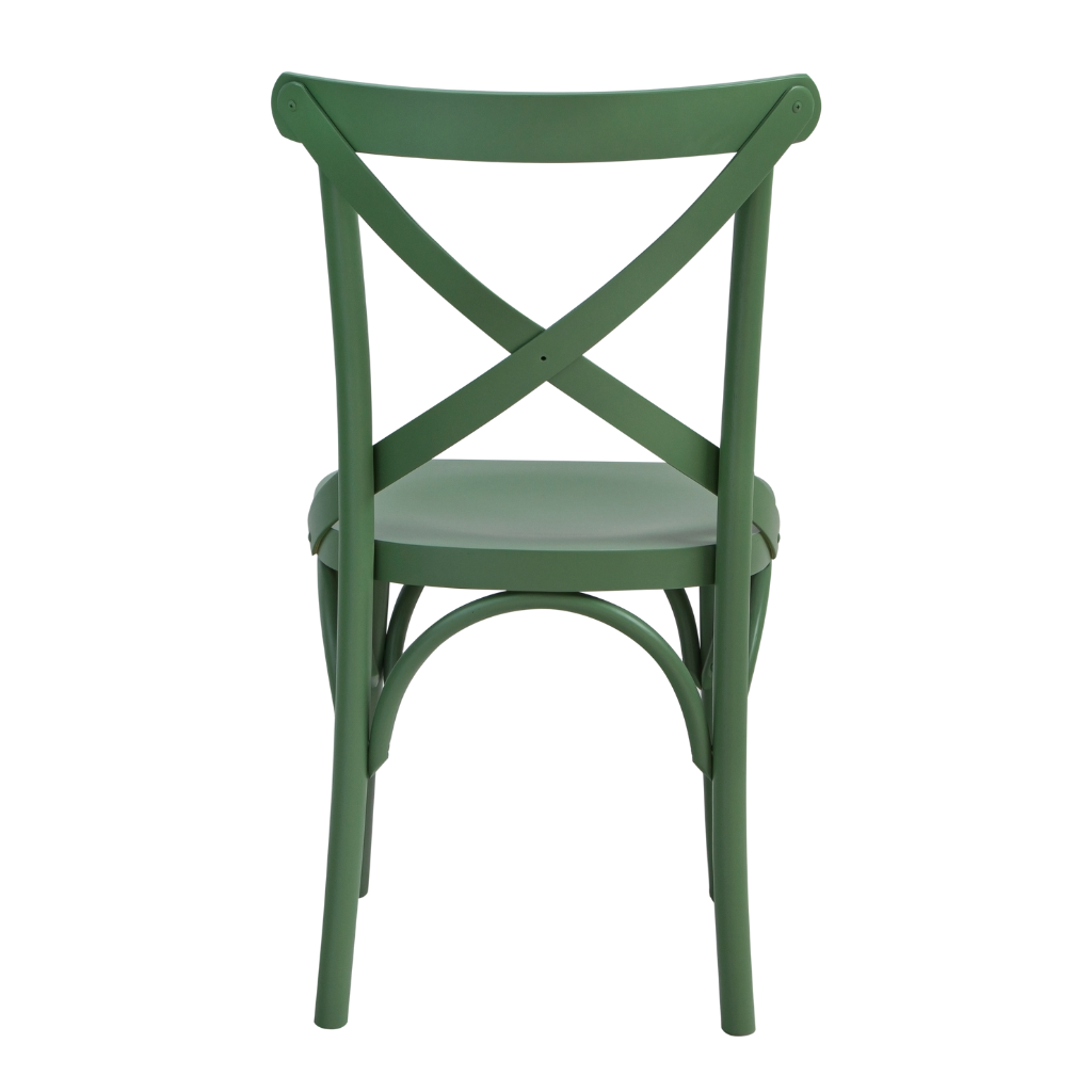cadeira x boho cor verde, visto de costas