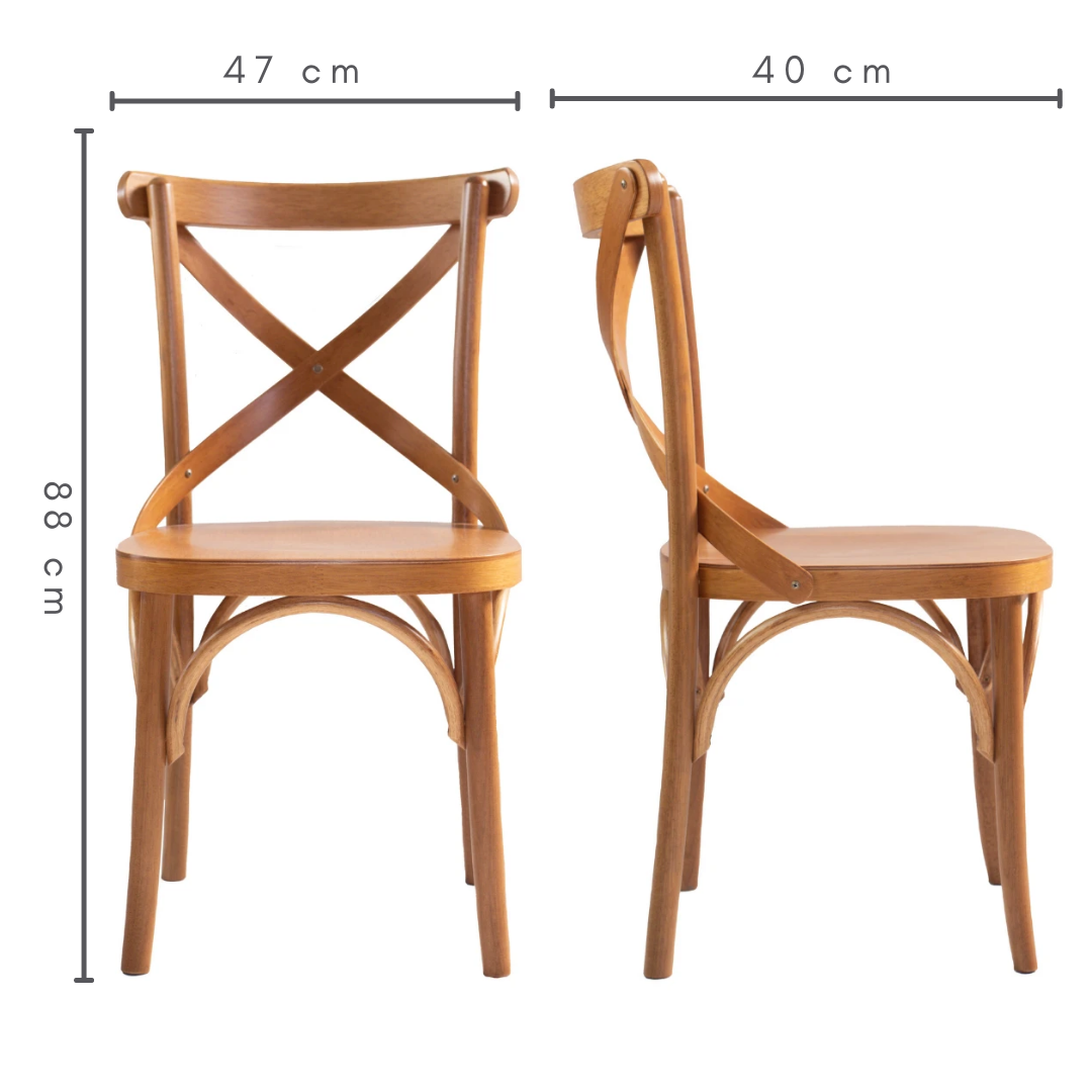 conjunto 2 cadeira x boho cor amêndoa, medidas   A=88 cm    C=47 cm    L=40 cm
