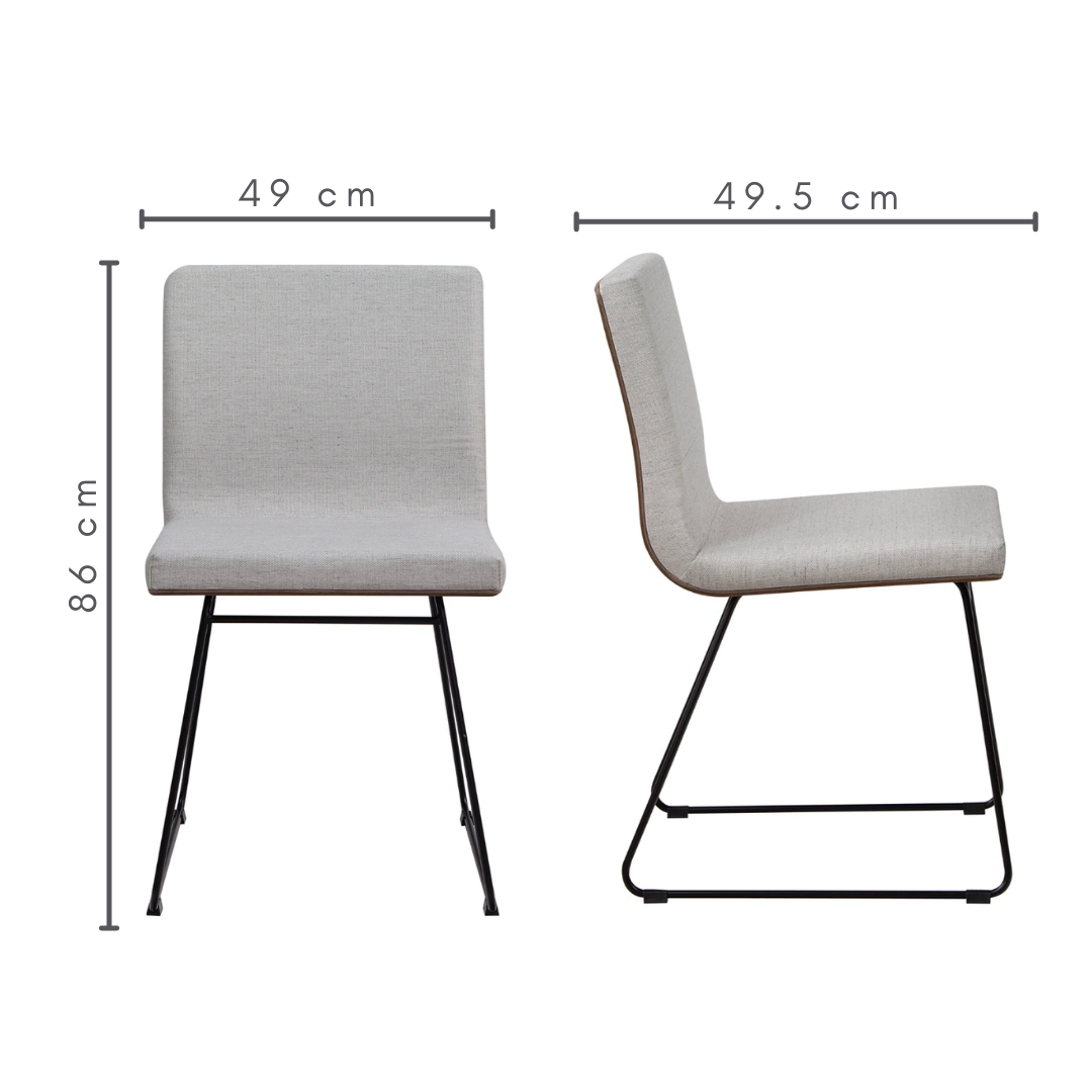 cadeira elaine cor nogueira, tecido frame claro, pés industriais, medidas    A= 86 cm    L= 49,5 cm     C= 49 cm