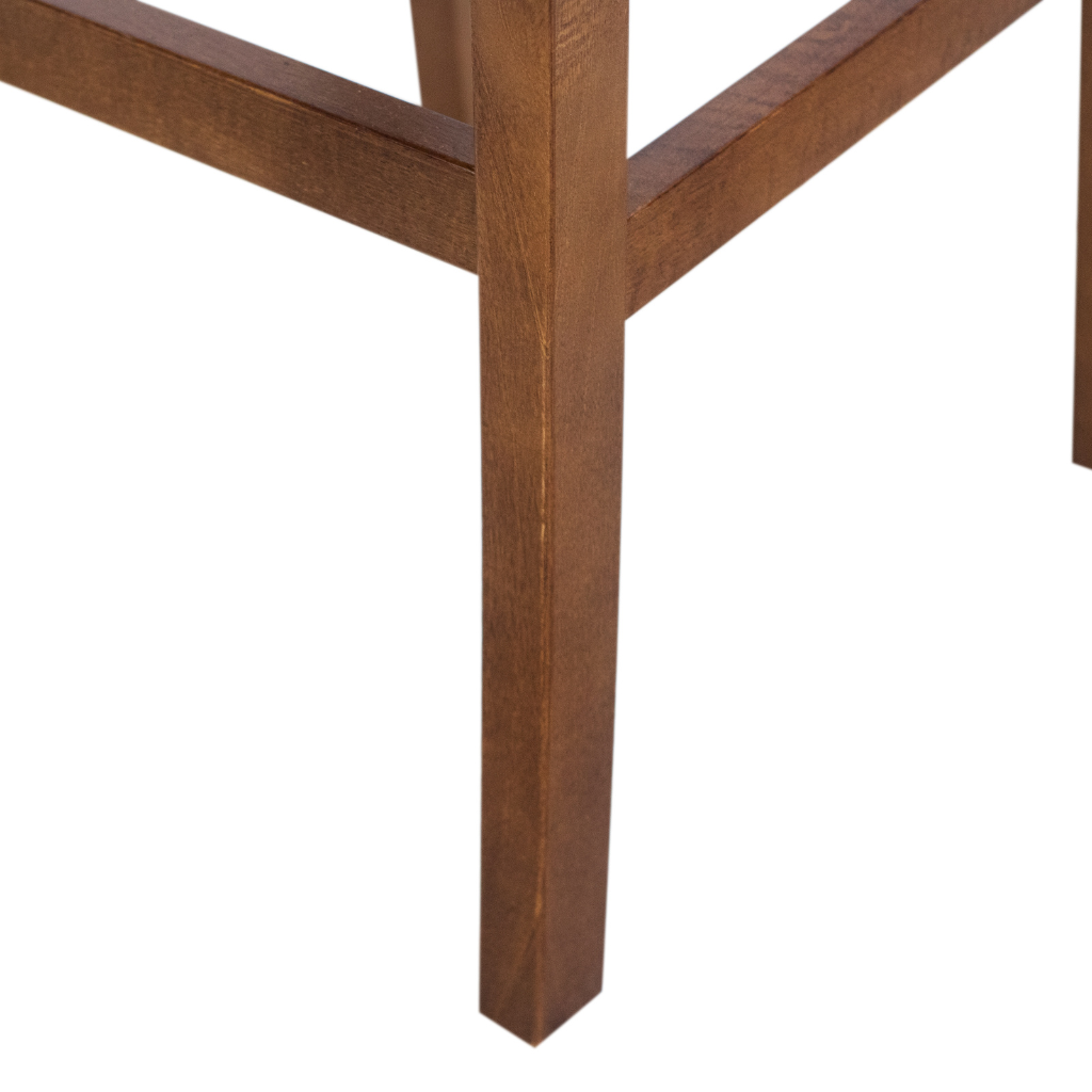 Banqueta em Madeira com Trama Natural e Estofado Silvia cor Imbuia Tecido Linho Creme