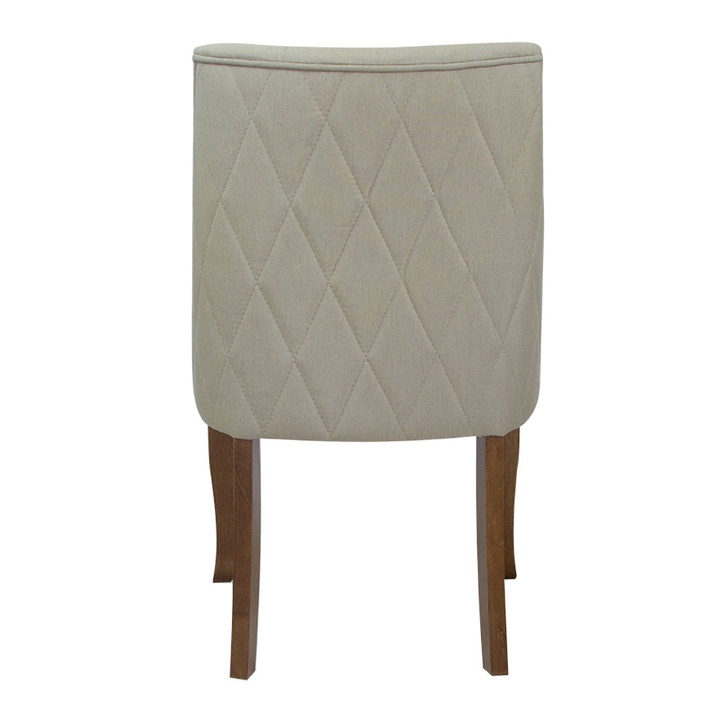 conjunto 2 cadeiras estofado linho claro com matelassê cor castanho,vistos de costa