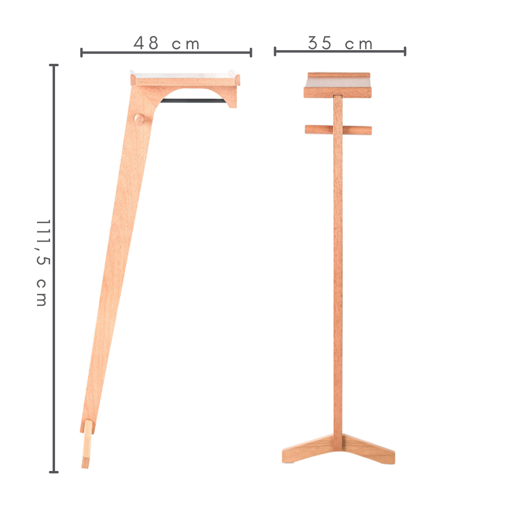 Medidas do cabideiro: A: 111,5 cm x L: 35 cm x C: 48 cm