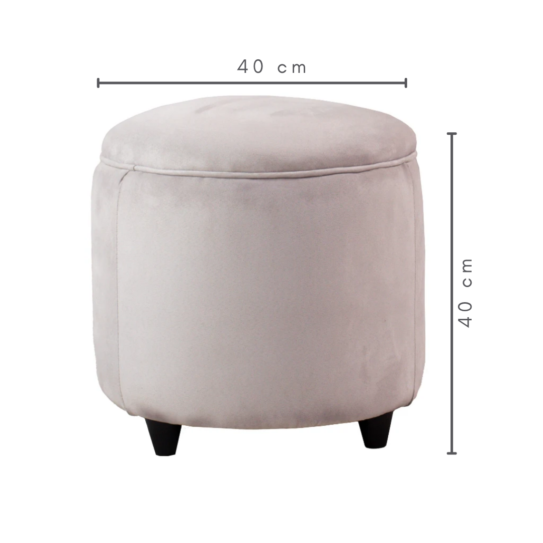 Puff Mira Pequeno Tecido Suede Cor Cinza, medidas:   A=40 cm    L / C= 40 cm
