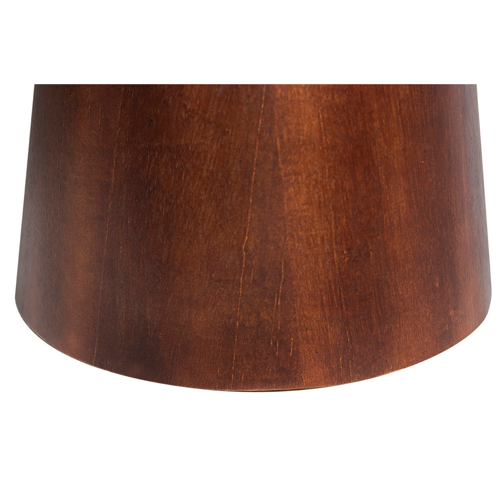 Mesa de Jantar Redonda Patrícia Base Cone Castanho e Tampo Castanho 110cm, destacando o pé ( cone )