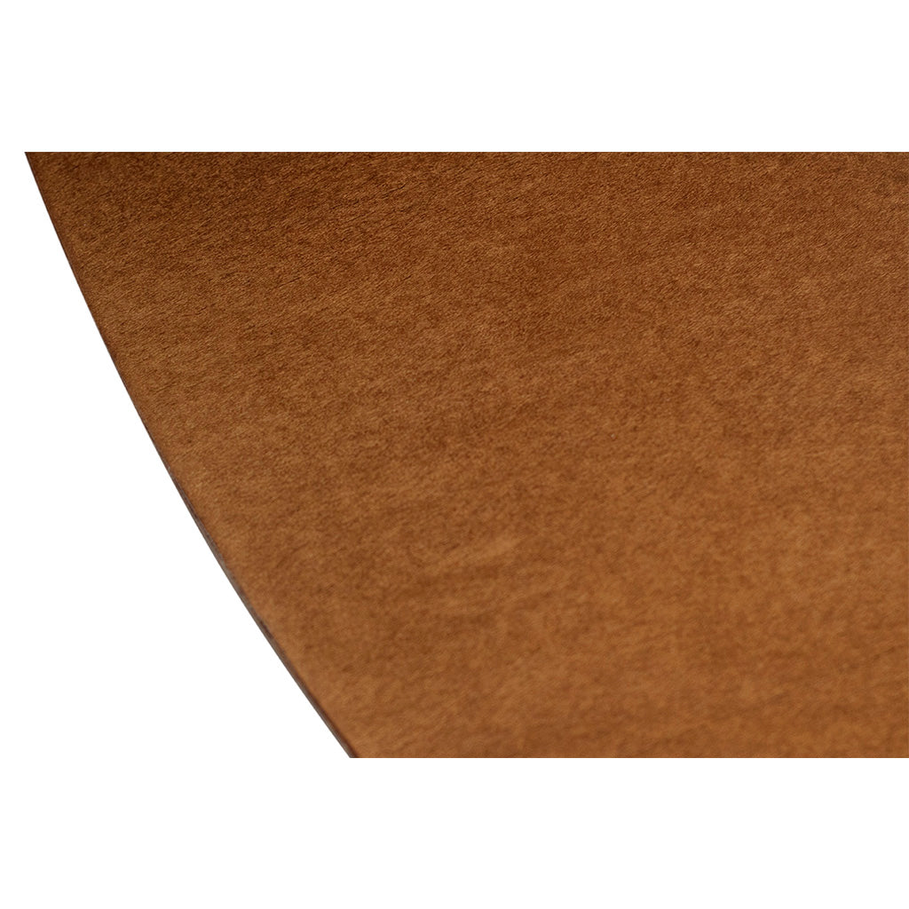 Mesa de Jantar Redonda Jade Base Cone Fendi e Tampo Amêndoa 110 cm, destacando a madeira