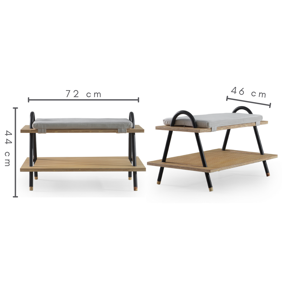 Banco fenda, cor marrom,   A=44 cm   L=46 cm   C=72 cm