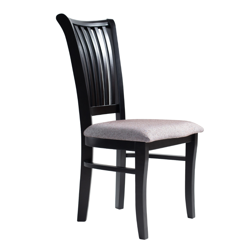Cadeira Alita com tecido linho mescla preta, sua cor na laca preta