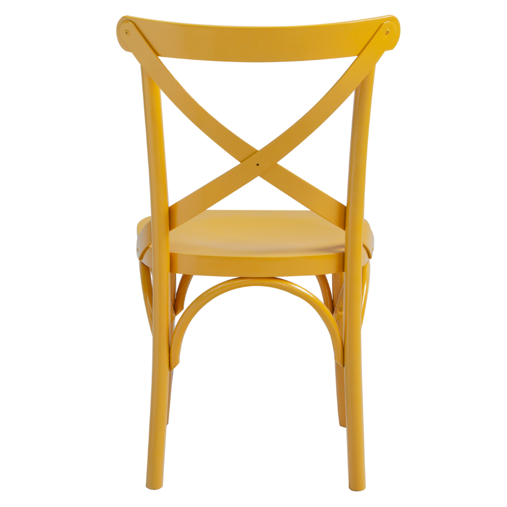 cadeira x boho cor amarela, visto de costas