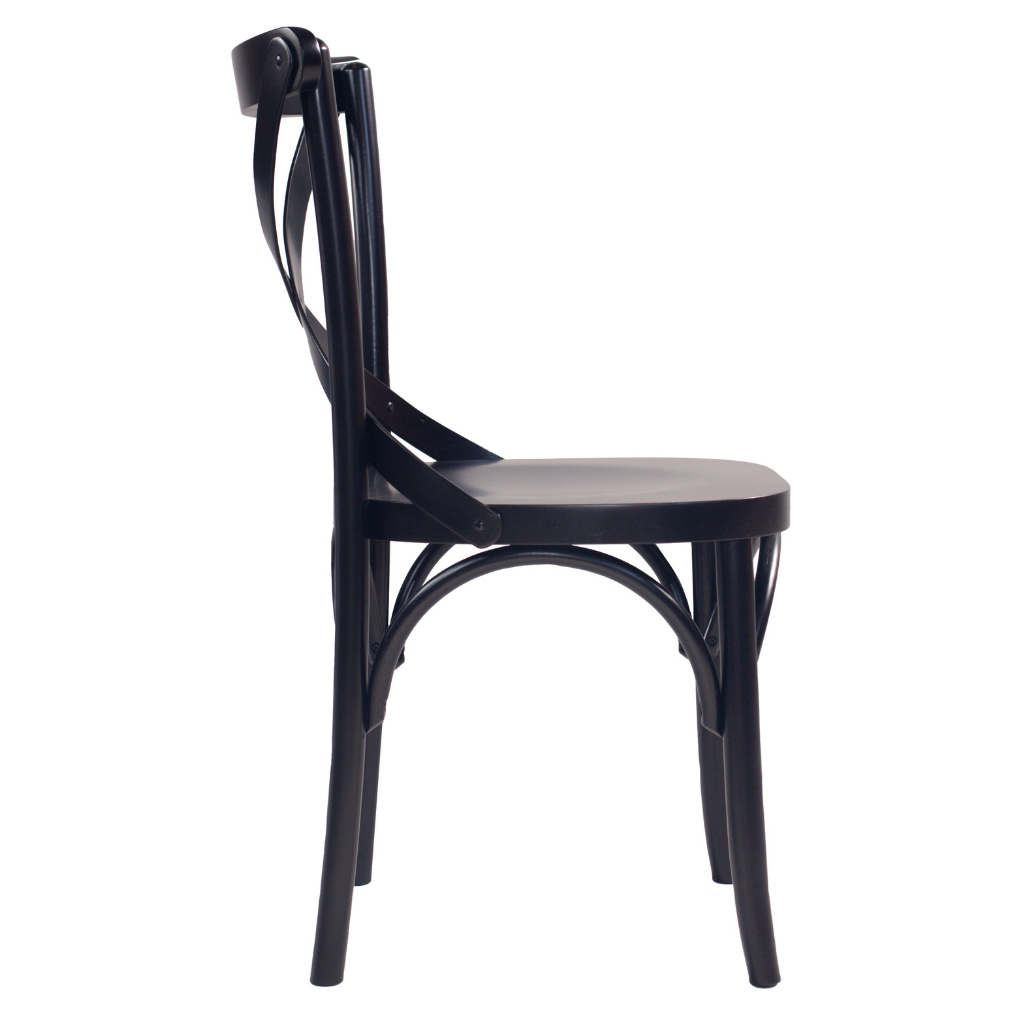cadeira x boho cor preta, visto de lado