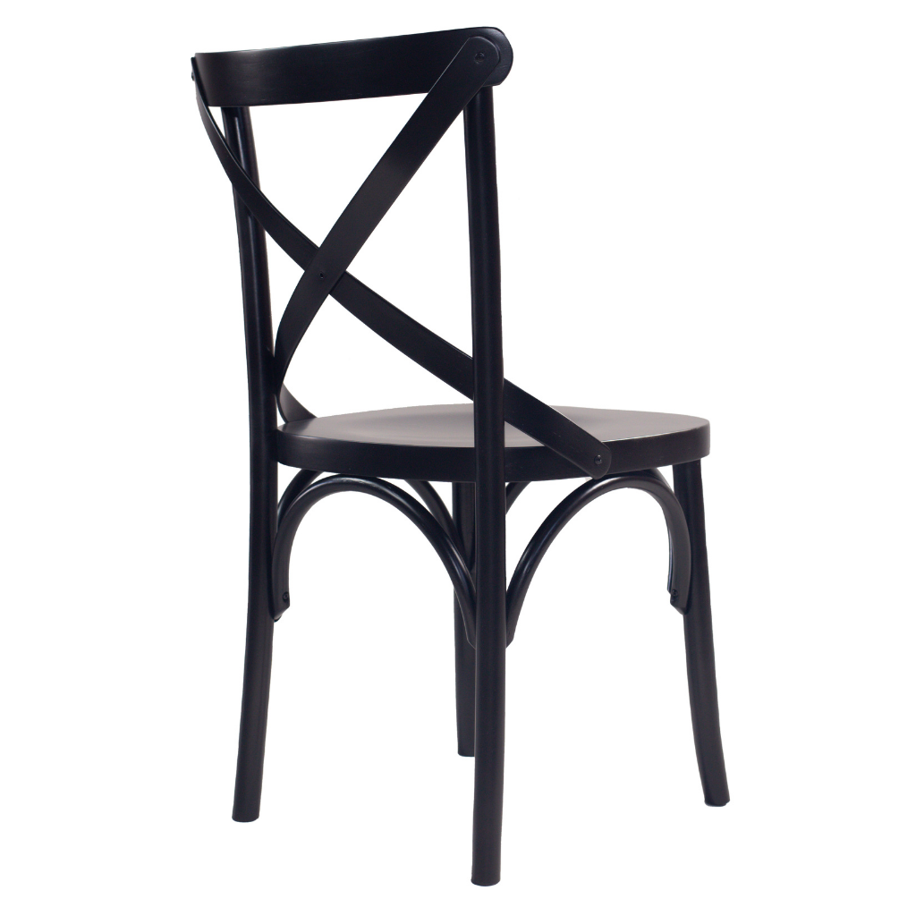 cadeira x boho cor preta, visto de costas